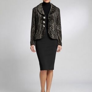 Womens Black and Olive Patterned Statement Blazer